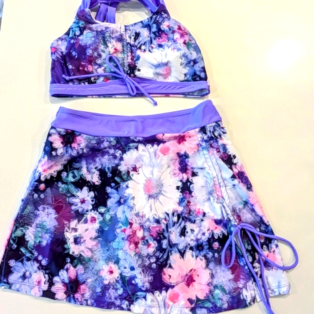 NWOT Floral Purple Bikini Set
